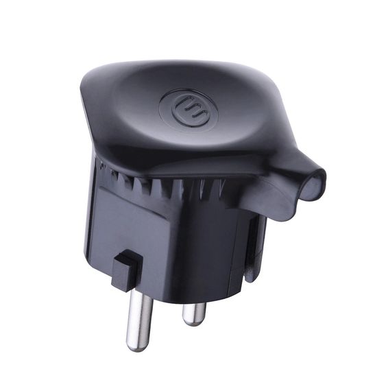 Вилка 90" с заземлением черная 16А 250В