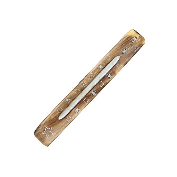 Підставка під пахощі з мангового дерева із білим покриттям Зірка 5056368304705-1