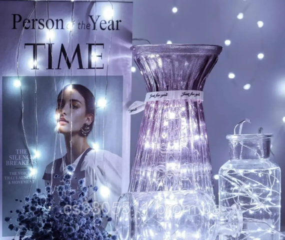 Гірлянда роса нитка світлодіодна 3 м на батарейках для дому | Зображення 4