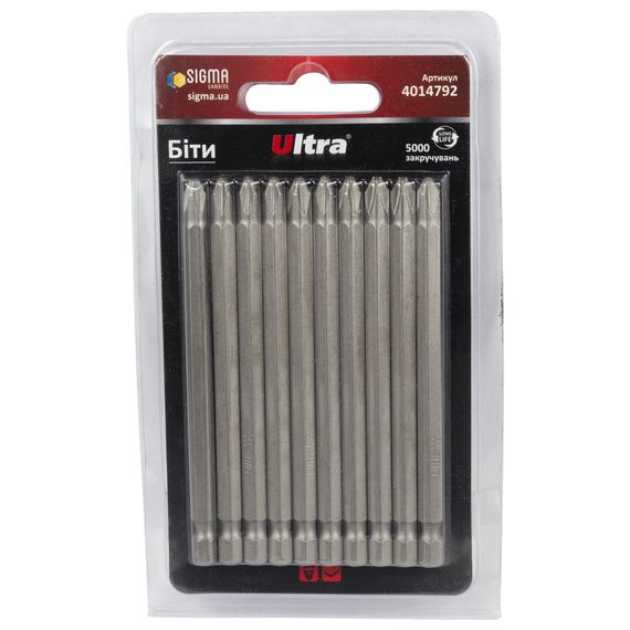Набір біт Ultra PH2×100мм ¼" 10шт S2 (блістер) 4014792