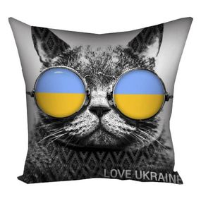 Подушка габардинова з принтом Кіт в окулярах Love Ukraine 30x30 (3P_UKR098)