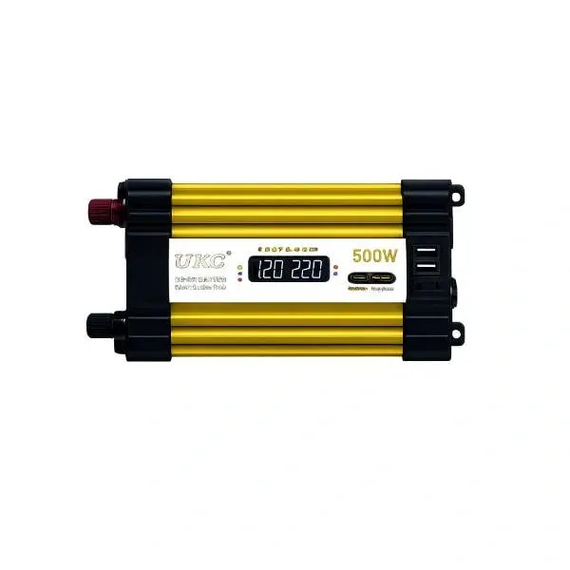 Автомобильный инвертор Желтый / Преобразователь напряжения с 12-220V, 500Вт, 2хUSB | Зображення 3
