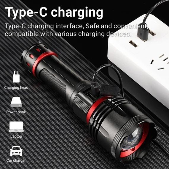Ручной фонарь YEMAO YM-B631-D 2500LM линза для поджига 5000 mAh 5 режимов работы Черный | Зображення 7