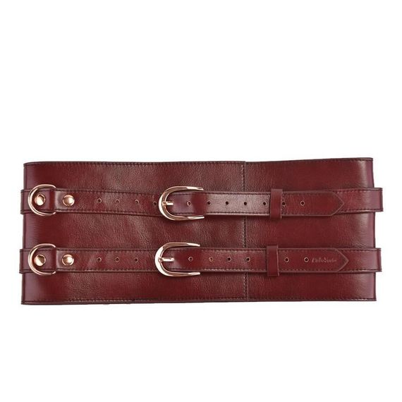 Шкіряний пояс для бондажу Liebe Seele Wine Red Waist Cuff, L Size | Зображення 4