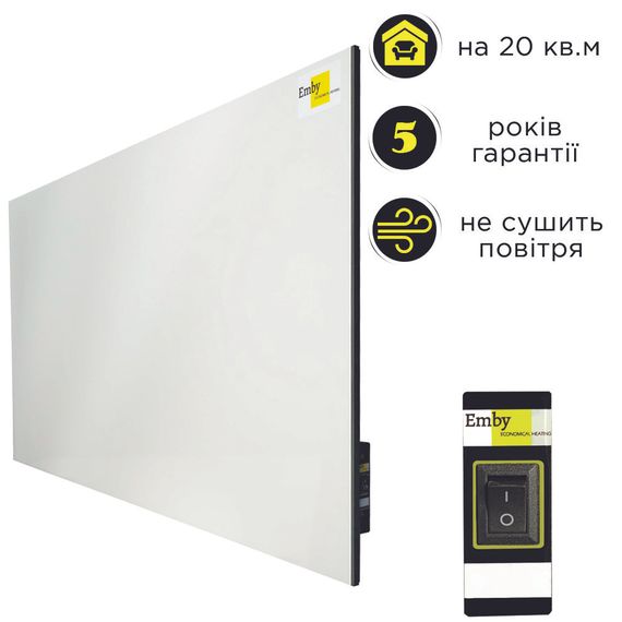 Керамічний обігрівач Emby CH-800 білий з кнопкою на 15 кв. м