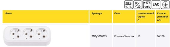 Колодка 3 гнезда с заземлением Leon Ny95000065 | Зображення 1