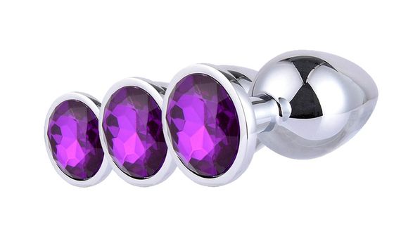 Анальна пробка з кристалом із медичної сталі (Розмір S, фіолетова)