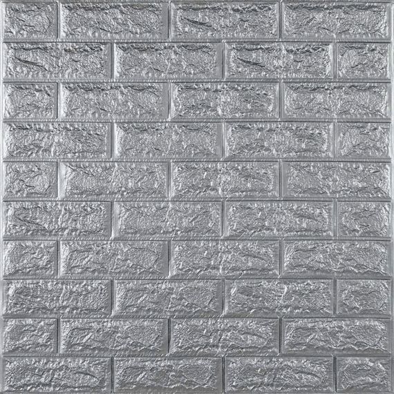 3D панель самоклеюча 700х770х7мм цегла Срібло (017-7) SW-00000059