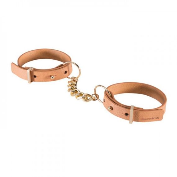 Наручники БДСМ браслети для пар Bijoux Indiscrets MAZE Thin Handcuffs — бежеві, екошкіра, ланцюжок, OS | Зображення 3