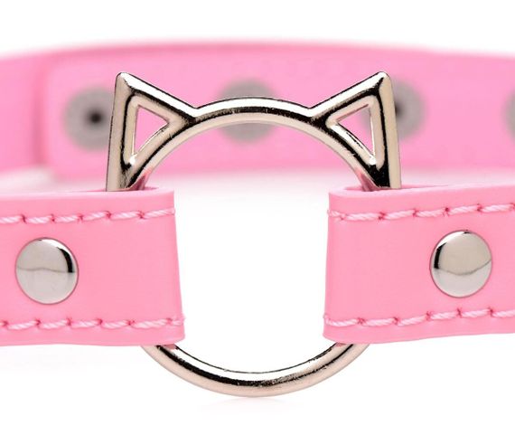 Чокер Master Series Kinky Kitty Ring Slim Choker - Pink | Зображення 2