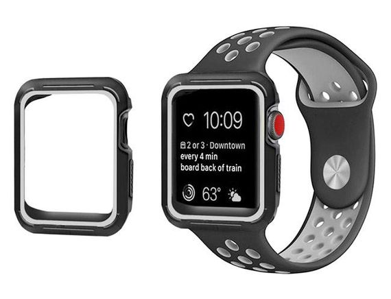 Силиконовый защитный корпус Primo для Apple Watch 40mm - Black / White | Зображення 2