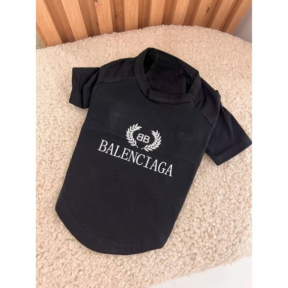 Брендовая футболка для собак Balenciaga с мальким логотипом, черная | Зображення 2