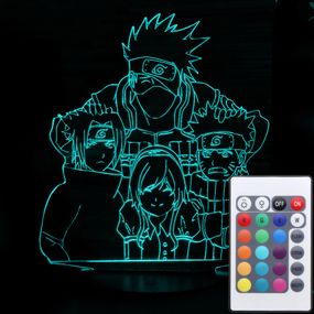 Акриловый светильник-ночник с пультом 16 цветов Какаши и Команда 7 tty-n001967