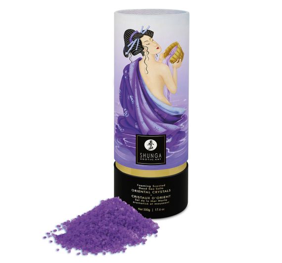 Пенящаяся соль для ванны Shunga Dead Sea salt Oriental Crystals — Exotic Fruits (500 г), соль Мертво | Зображення 1