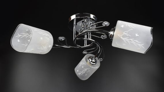 Люстра стельова на 3 лампочки 25566 Хром 23х54х54 см. | Зображення 1