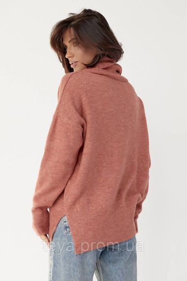 Женский свитер oversize с разрезами по бокам цвет коралловый FL_000869 | Зображення 1