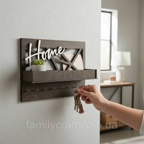 Настенный держатель для ключей из дерева Home Ключница из фанеры в стиле лофт Органайзер для ключей и мелочей