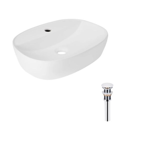 Комплект Qtap Scorpio: Раковина накладна овальна 500x380x120 мм White + Донний клапан PU02
