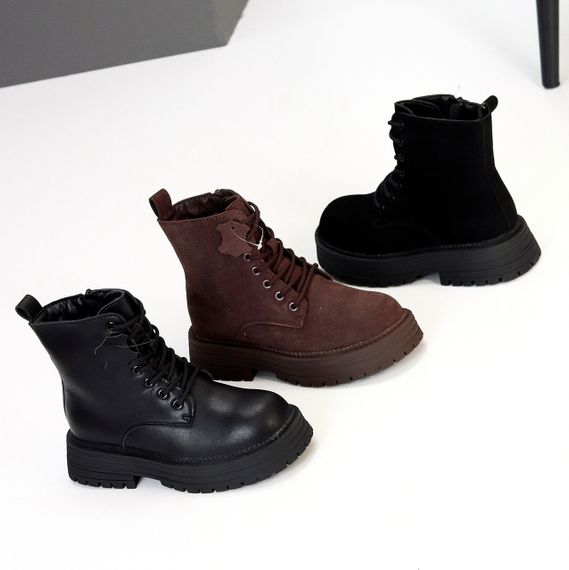 Повсякденні чорні зимові черевики берці натуральна замша доступна ціна | Зображення 9