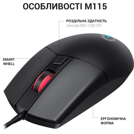 Мишка OfficePro M115 USB Black (M115) | Зображення 3