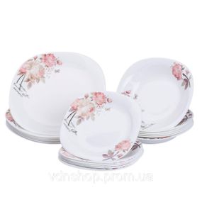 Столовий сервіз порцелянаовий на 6 персон 18 тарілок білий HP-7-714