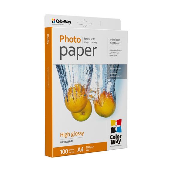 Фотопапір ColorWay A4 180г glossy 100л, картон-пак (PG180100A4) | Зображення 1