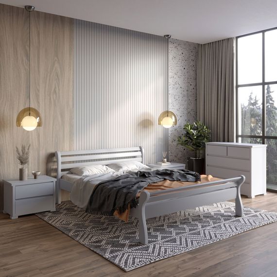 Односпальне дерев&#039;яне ліжко Mebigrand Верона Світло-сірий (RAL-7040) 70х190 см (MBG-4528)