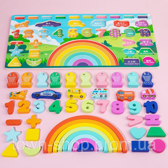 Деревянная игрушка Центр развивающий MD 1647 рыбалка, цифры, слова укр/рус | Зображення 5