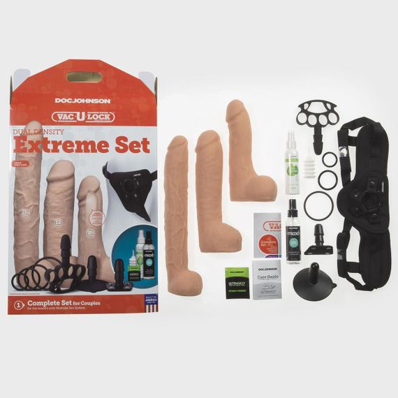Набор для страпона Doc Johnson Vac-U-Lock Dual Density Extreme Set, диаметр: 7,72 см, 2×6,99 см | Зображення 5