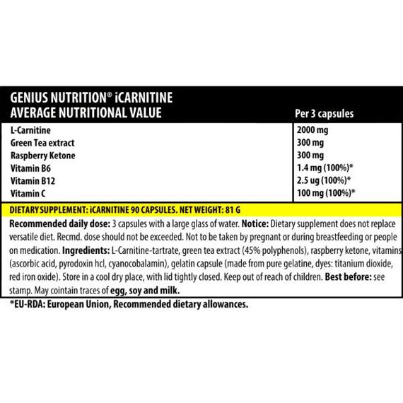 Жиросжигатель для спорта Genius Nutrition i Carnitine 90 Caps | Зображення 1