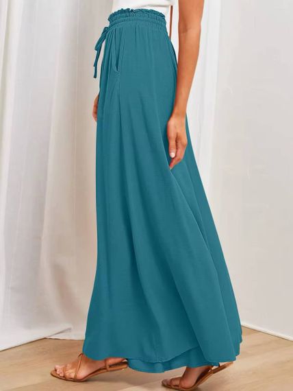 Женские легкие брюки-юбка широкие свободные FZ906 цвет морская волна размер 48/52 | Зображення 1