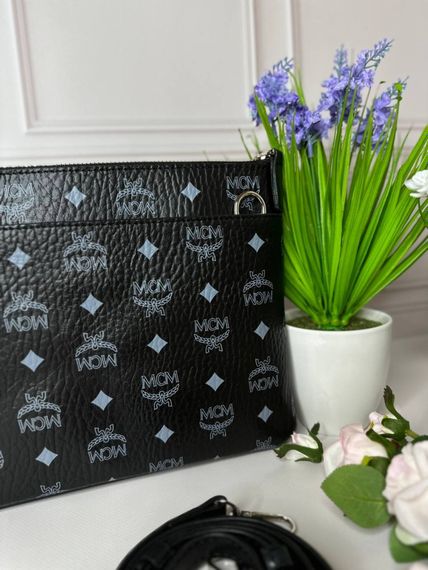Женская Сумка MCM Crossbody Pouch in Visetos Original Черная с Синим  wb062 | Зображення 1