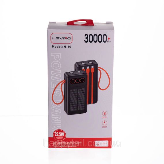 Повербанк зі швидким заряджанням та 3 шнурами 30000 mAh портативний зарядний пристрій powerbank заряджання для телефона HP-N56 | Зображення 7