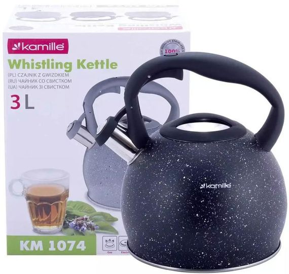 Чайник Kamille Whistling Kettle 3л з нержавіючої сталі зі свистком (чорний граніт) | Зображення 4