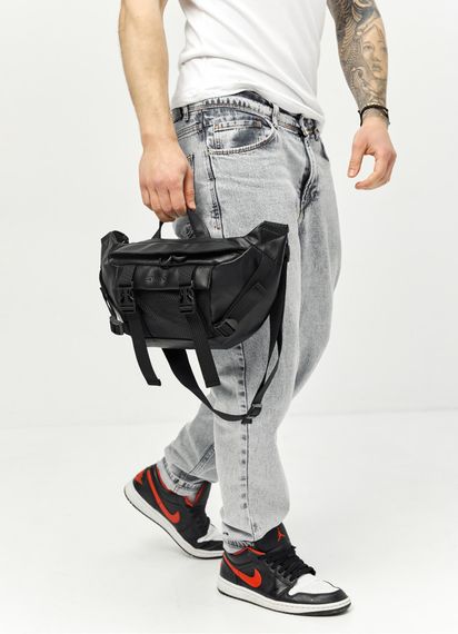 Большая мужская сумка бананка Sambag DynamicDart черная 38 × 21 × 7 см (80411101m) | Зображення 3