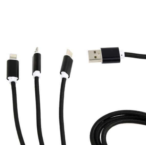 Зарядний кабель USB 3-в-1 Cablexpert CC-USB2-AM31-1M, AM-тато/Lightning/Micro/Type-C, 1.0 м. | Зображення 2