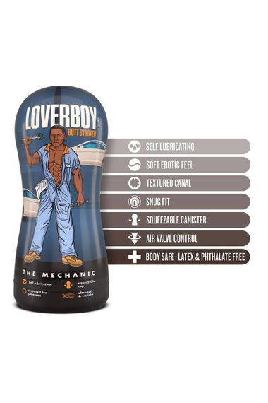 Мастурбатор-анус Blush Coverboy The Mechanic у колбі, коричневий, 18.5 см Sex Aura | Зображення 3