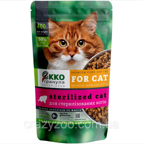 Сухой корм для стерилизованных котов Ekko гранула с курицей 400 г
