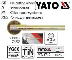Ролик для плиткорізу з тримачами 22х6х2мм YATO-3712