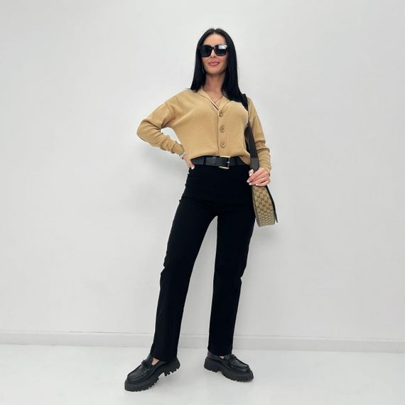 Женские широкие брюки палаццо из джинс-бенгалдина GF01698 цвет черный, размер 48 | Зображення 2