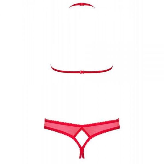 Комплект мереживної білизни з відкритим доступом і грудьми Obsessive 870, червоний, S/M sexstyle | Зображення 3