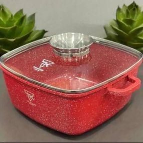Кастрюля квадратная с крышкой 2,7л 20см Top Kitchen TК00054 Красная