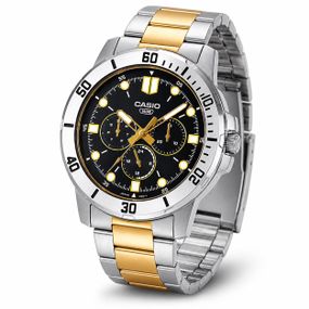 Чоловічий годинник Casio MTP-VD300SG-1E з комбінованим браслетом та мультифункціональним циферблатом
