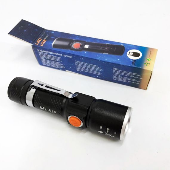 Ліхтарик на USB зарядкою для дому Police 616-XPE, Кращий тактичний ліхтар, Тактичні ліхтарі з зумом XP-71 | Зображення 4