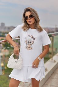 Женская классическая футболка Labubu прямая свободная цвет белый, размер 50/52, GF05259