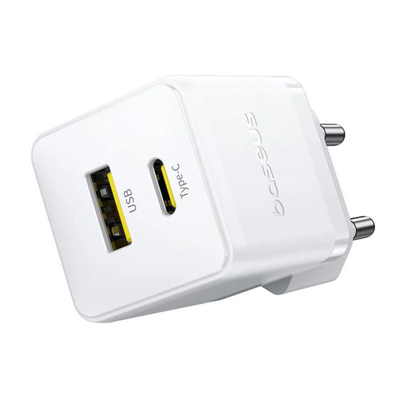 СЗУ Baseus Palm Fast Charger 30W (1USB-A/1C) + кабель Type-C to Type-C (P1011160A) Moon White | Зображення 2