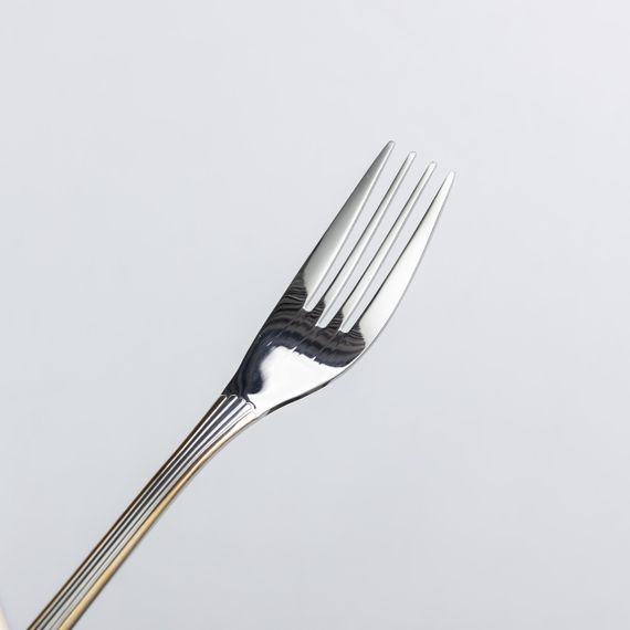 Набор столовых вилок 6 штук вилки кухонные из нержавеющей стали 20.5 см Серебро с золотой обводкой | Зображення 1