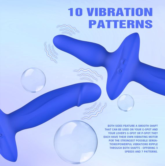 Подвійний вібратор з анальним стоппером Chisa Kissen Ritter синій sexstyle | Зображення 7