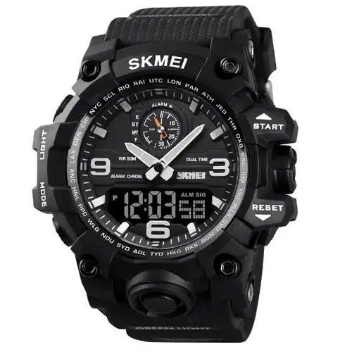 Хороший наручний годинник чоловічий SKMEI 1586BK BLACK, Військовий годинник з підсвічуванням TB-90 | Зображення 9