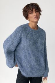 Тепла жіноча кофта з рукавами-ліхтариками - джинс цвет, ONE SIZE (є розміри)